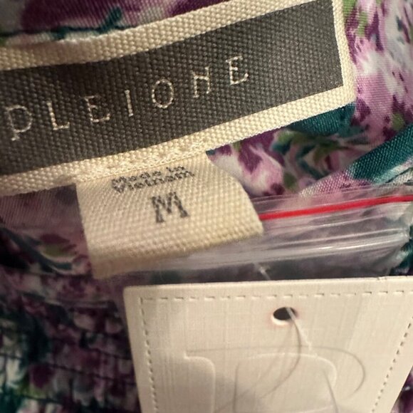 PLEIONE WOMENS MEDIUM FLORAL PURPLE BLOUSE NEW WITH TAG - Picture 8 of 10
